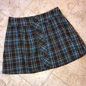 Brown and blue plaid skirt